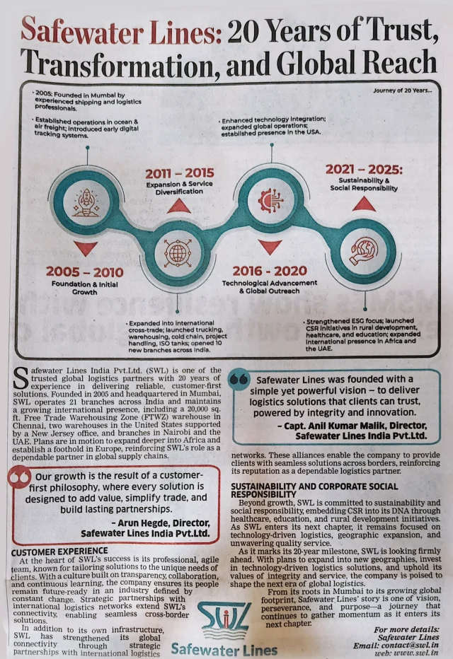 Safewater Lines 20 years of Trust